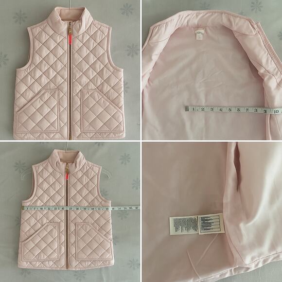 J.Crew Crewcuts Girls Size 8 Quilted Pink Puffer Vest Zip Up Winter Layering - Picture 5 of 16